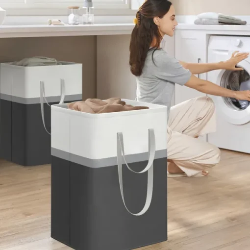 1PC Laundry Basket 75 Litre Upgraded Foldable Laundry Basket Waterproof Long And Short Handle Laundry Bag Can Be Carried By Hand Can Be Straddled On One Shoulder Easy To Transport And Clean Frees