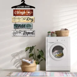 1pc Laundry Wood Wall Sign, Wooden Plaque Sign Wall Decor Accessories, For Laundry Shop Cafe Room Decor Household Items