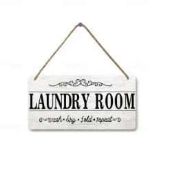 1pc, Laundry Wooden Signs Wood Plaque Wood Plate For Laundry Room Hanging Sign Washhouse Door Decoration Home Wall Decor 15x30cm/6''x12''