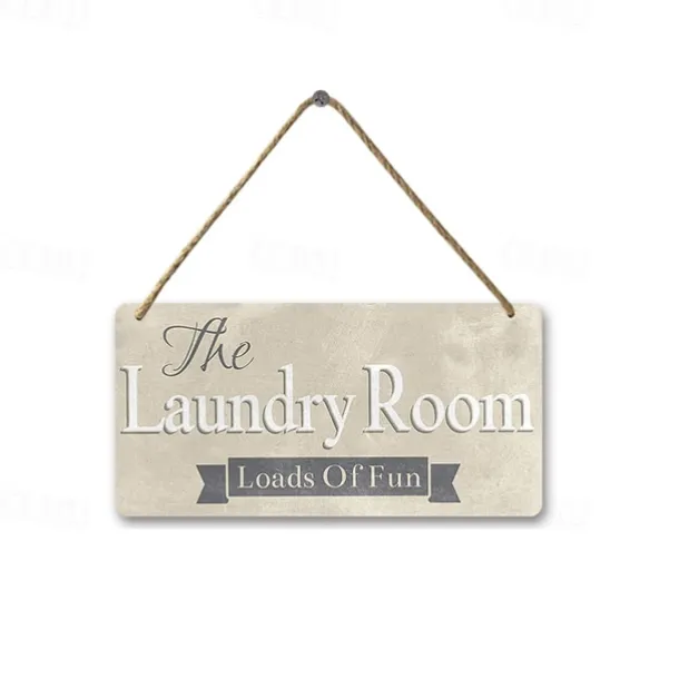 1pc, Laundry Wooden Signs Wood Plaque Wood Plate For Laundry Room Hanging Sign Washhouse Door Decoration Home Wall Decor 15x30cm/6''x12''