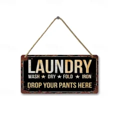 1pc, Laundry Wooden Signs Wood Plaque Wood Plate For Laundry Room Hanging Sign Washhouse Door Decoration Home Wall Decor 15x30cm/6''x12''