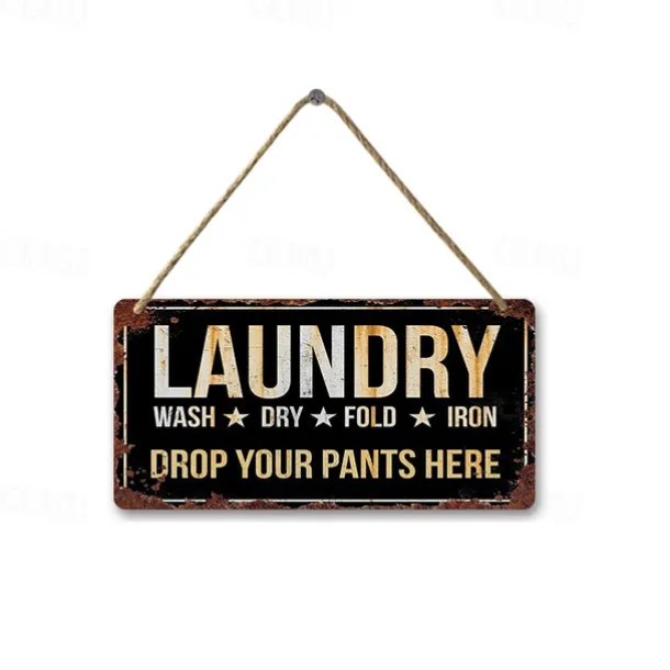 1pc, Laundry Wooden Signs Wood Plaque Wood Plate For Laundry Room Hanging Sign Washhouse Door Decoration Home Wall Decor 15x30cm/6''x12''