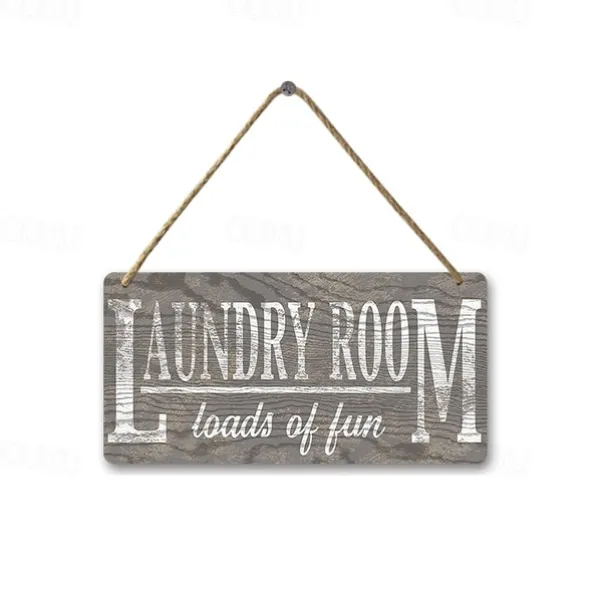 1pc, Laundry Wooden Signs Wood Plaque Wood Plate For Laundry Room Hanging Sign Washhouse Door Decoration Home Wall Decor 15x30cm/6''x12''