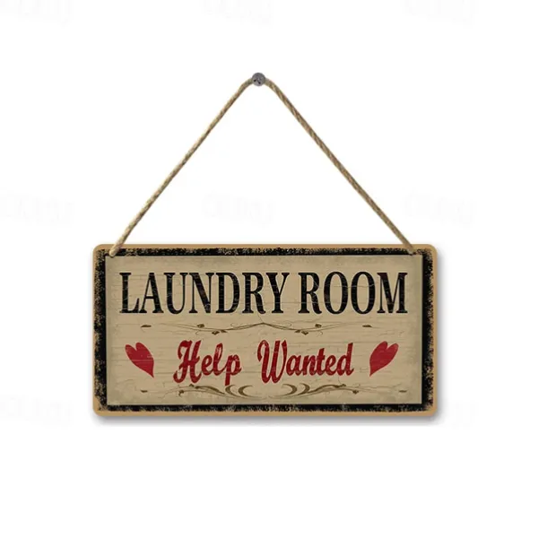 1pc, Laundry Wooden Signs Wood Plaque Wood Plate For Laundry Room Hanging Sign Washhouse Door Decoration Home Wall Decor 15x30cm/6''x12''