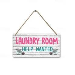 1pc, Laundry Wooden Signs Wood Plaque Wood Plate For Laundry Room Hanging Sign Washhouse Door Decoration Home Wall Decor 15x30cm/6''x12''