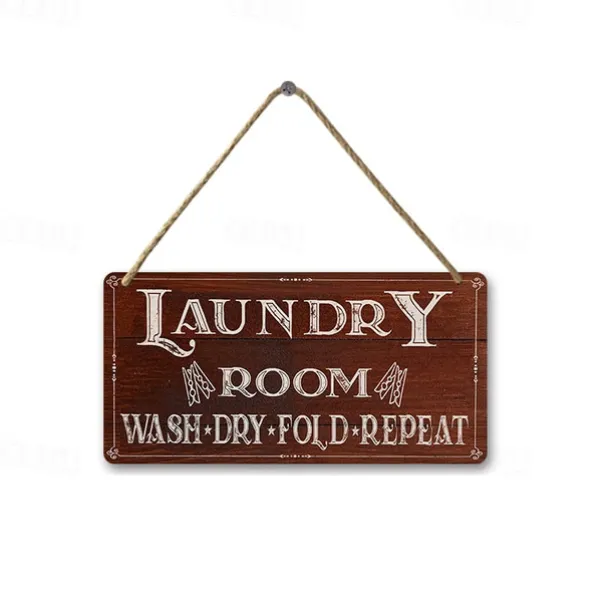1pc, Laundry Wooden Signs Wood Plaque Wood Plate For Laundry Room Hanging Sign Washhouse Door Decoration Home Wall Decor 15x30cm/6''x12''