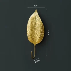 1pc Leaf Shape Traceless Punch Free Wall Hook, Metal Wall Decor Kitchen Bathroom Wall Hook For Hanging Key Ornaments, Decorative Hook