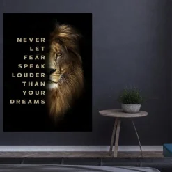 1pc Lion Motivational Wall Art Print Inspirational Quote Poster Modern Home Decor Canvas Painting Office Wall Decor No Frame