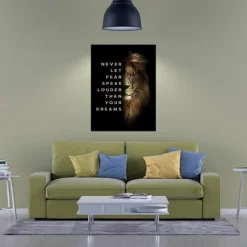 1pc Lion Motivational Wall Art Print Inspirational Quote Poster Modern Home Decor Canvas Painting Office Wall Decor No Frame