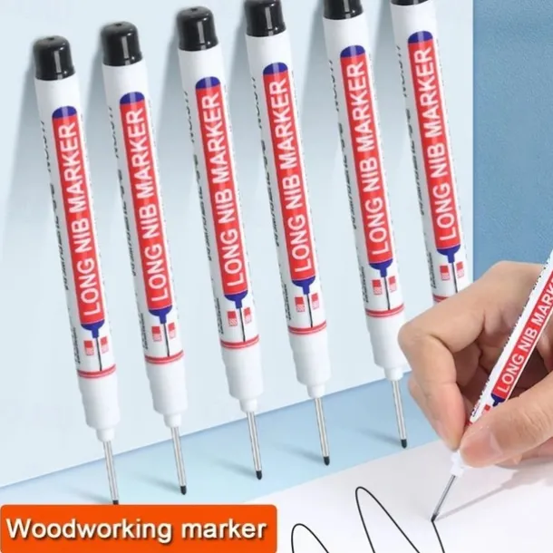 1pc Long Head Markers Bathroom Woodworking Decoration Multi-purpose Deep Hole Marker Pens Red/Black/Blue/Green Ink Oil Markers Pens Waterproof Multi-purpose Deep Hole Marker Pen