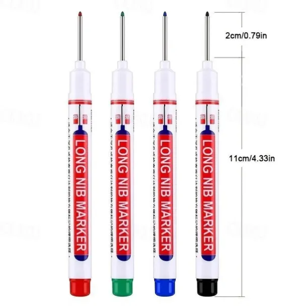 1pc Long Head Markers Bathroom Woodworking Decoration Multi-purpose Deep Hole Marker Pens Red/Black/Blue/Green Ink Oil Markers Pens Waterproof Multi-purpose Deep Hole Marker Pen