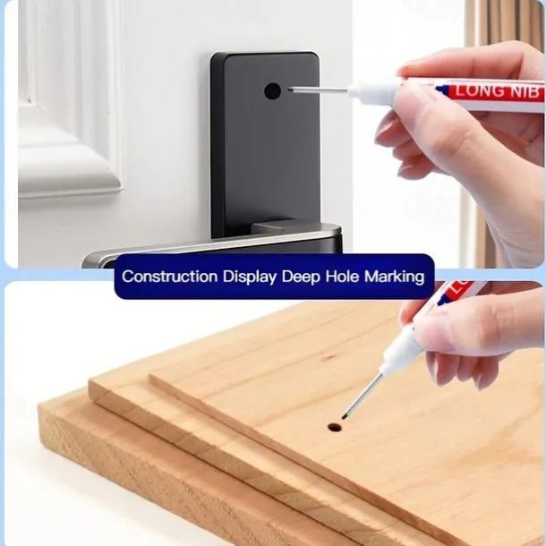 1pc Long Head Markers Bathroom Woodworking Decoration Multi-purpose Deep Hole Marker Pens Red/Black/Blue/Green Ink Oil Markers Pens Waterproof Multi-purpose Deep Hole Marker Pen