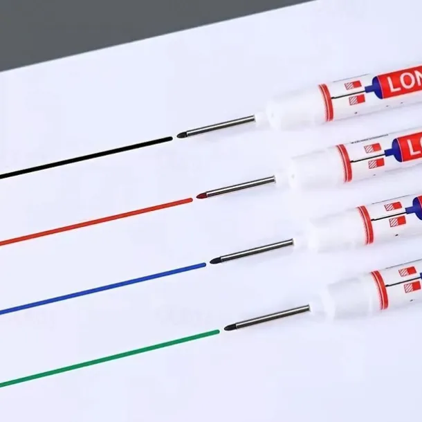 1pc Long Head Markers Bathroom Woodworking Decoration Multi-purpose Deep Hole Marker Pens Red/Black/Blue/Green Ink Oil Markers Pens Waterproof Multi-purpose Deep Hole Marker Pen