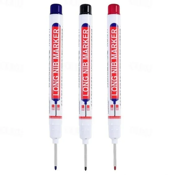 1pc Long Head Markers Bathroom Woodworking Decoration Multi-purpose Deep Hole Marker Pens Red/Black/Blue/Green Ink Oil Markers Pens Waterproof Multi-purpose Deep Hole Marker Pen