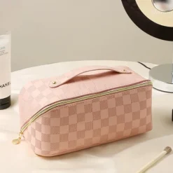 1pc Makeup Bag Portable PU Leather Pillow Makeup Bag High Beauty Travel Hand Wash Bag Cosmetic Storage Bag