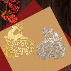 1pc Merry Christmas Letters Metal Die Cuts Merry Christmas Words Stencils Deer Cutting Dies Cut For Card Making Paper Dies Scrapbooking Supplies