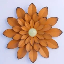 1pc Metal Flowers Wall Decor Flower Wall Sculpture, Hand-Painted Floral Sculpture, Metal Wall Art Hanging Wall Decor For Indoor Outdoor Home Office Bathroom Kitchen Bedroom Living Room Garden
