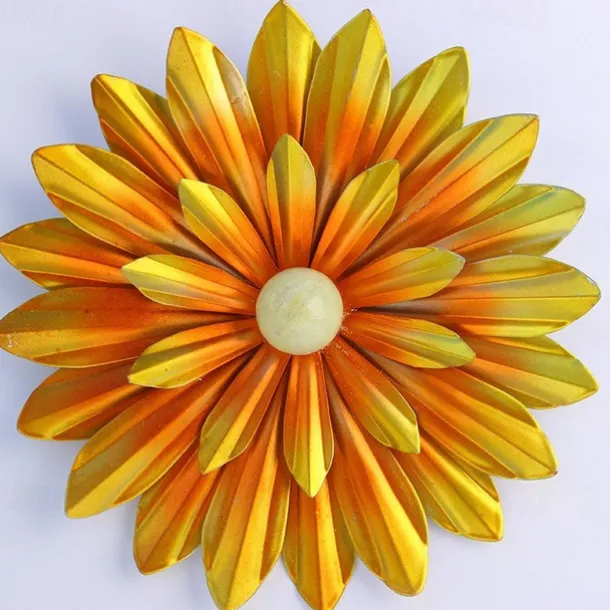 1pc Metal Flowers Wall Decor Flower Wall Sculpture, Hand-Painted Floral Sculpture, Metal Wall Art Hanging Wall Decor For Indoor Outdoor Home Office Bathroom Kitchen Bedroom Living Room Garden