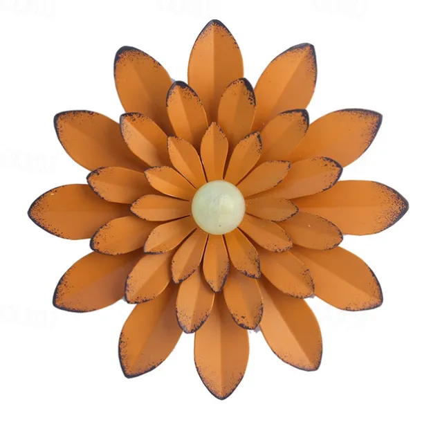 1pc Metal Flowers Wall Decor Flower Wall Sculpture, Hand-Painted Floral Sculpture, Metal Wall Art Hanging Wall Decor For Indoor Outdoor Home Office Bathroom Kitchen Bedroom Living Room Garden