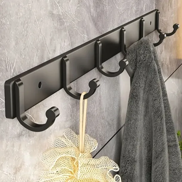 1pc Modern Hanging Hooks For Wall Aluminium Black Towel Holder Bathroom Door Clothe Hanger Coat Rack Wall Mounted