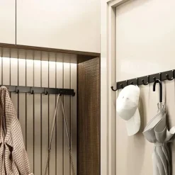 1pc Modern Hanging Hooks For Wall Aluminium Black Towel Holder Bathroom Door Clothe Hanger Coat Rack Wall Mounted