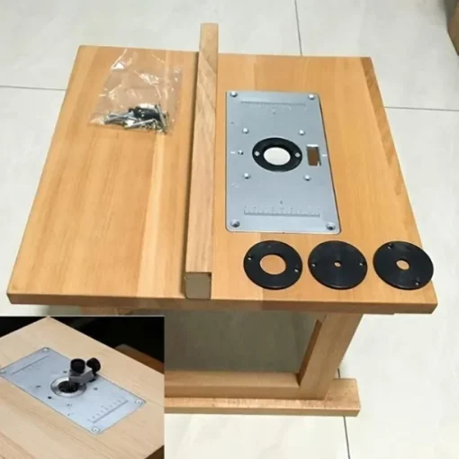 1pc Multifunctional Aluminium Router Table Insert Plate For Woodworking Benches, Router Plate, Wood Tools With Rings