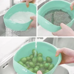 1pc Multi-Functional Kitchen Washing Basket Basin: Convenient Features for Washing Rice, Draining Water & More - Perfect for All Kitchen Uses!