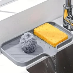 1pc Multipurpose Silicone Sink Organizer - Drainable Soap Dish with Brush and Sponge Holder for Kitchen & Bathroom