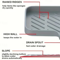 1pc Multipurpose Silicone Sink Organizer - Drainable Soap Dish with Brush and Sponge Holder for Kitchen & Bathroom