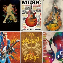 1pc Music Metal Tin Sign Vintage Kitchen Signs Wall Decor, Painting Wall Hanging for Restaurant Decor Bar Decor Home Decor Wall Art Metal Tin Sign 20x30cm/8''x12''