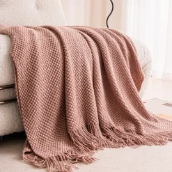 1pc Nordic Style Throw BlanketT With Tassel To My Mother From Son Throw Blanket, Warm Cozy Soft Blanket For Couch Bed Sofa Office Camping