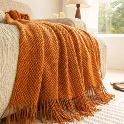 1pc Nordic Style Throw BlanketT With Tassel To My Mother From Son Throw Blanket, Warm Cozy Soft Blanket For Couch Bed Sofa Office Camping