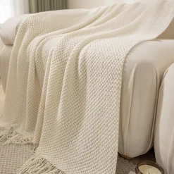 1pc Nordic Style Throw BlanketT With Tassel To My Mother From Son Throw Blanket, Warm Cozy Soft Blanket For Couch Bed Sofa Office Camping