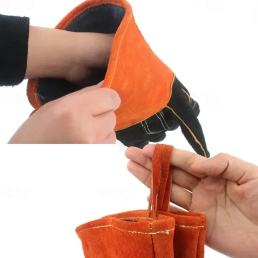 1pc Outdoor BBQ Camping Fire Leather Gloves, Heat-Resistant Protective Gloves, Ideal for Grilling, Cooking, and Outdoor Activities, Durable and Comfortable for Safe Handling of Hot Items