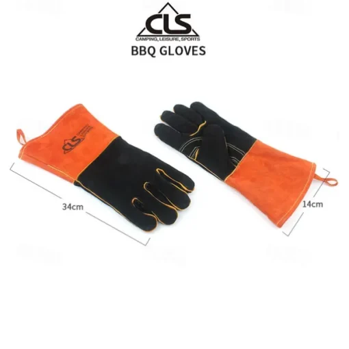 1pc Outdoor BBQ Camping Fire Leather Gloves, Heat-Resistant Protective Gloves, Ideal for Grilling, Cooking, and Outdoor Activities, Durable and Comfortable for Safe Handling of Hot Items