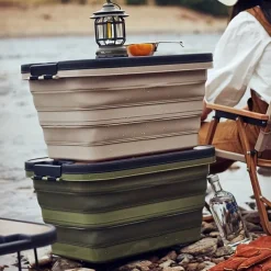 1pc Outdoor camping picnic basket, folding table, folding basket, spring outing storage basket, camping hand-held basket, Box, Cabinet, Rack for Outdoor Storage