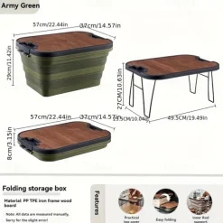 1pc Outdoor camping picnic basket, folding table, folding basket, spring outing storage basket, camping hand-held basket, Box, Cabinet, Rack for Outdoor Storage