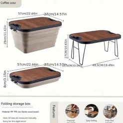 1pc Outdoor camping picnic basket, folding table, folding basket, spring outing storage basket, camping hand-held basket, Box, Cabinet, Rack for Outdoor Storage