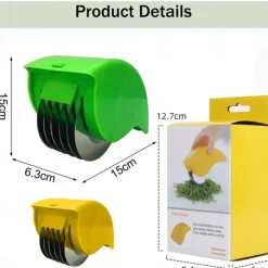 1/2PC Parsley Chopper Roller Manual Hand Scallion Chive Mint Cutter Parsley Chopper for Tabouleh with 6 Stainless Steel Blade