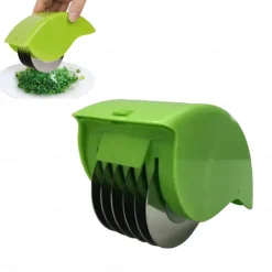 1/2PC Parsley Chopper Roller Manual Hand Scallion Chive Mint Cutter Parsley Chopper for Tabouleh with 6 Stainless Steel Blade