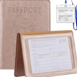 1Pc Passport Holder Travel Bag Passport And Vaccine Card Holder Combo Slim Travel Accessories Passport Wallet For Unisex Leather Passport Cover Protector With Waterproof Vaccine Card Slot