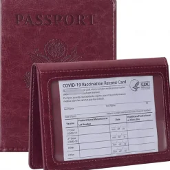 1Pc Passport Holder Travel Bag Passport And Vaccine Card Holder Combo Slim Travel Accessories Passport Wallet For Unisex Leather Passport Cover Protector With Waterproof Vaccine Card Slot