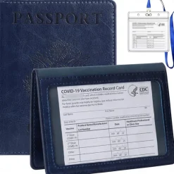 1Pc Passport Holder Travel Bag Passport And Vaccine Card Holder Combo Slim Travel Accessories Passport Wallet For Unisex Leather Passport Cover Protector With Waterproof Vaccine Card Slot