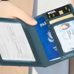 1Pc Passport Holder Travel Bag Passport And Vaccine Card Holder Combo Slim Travel Accessories Passport Wallet For Unisex Leather Passport Cover Protector With Waterproof Vaccine Card Slot