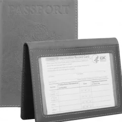 1Pc Passport Holder Travel Bag Passport And Vaccine Card Holder Combo Slim Travel Accessories Passport Wallet For Unisex Leather Passport Cover Protector With Waterproof Vaccine Card Slot