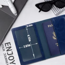 1Pc Passport Holder Travel Bag Passport And Vaccine Card Holder Combo Slim Travel Accessories Passport Wallet For Unisex Leather Passport Cover Protector With Waterproof Vaccine Card Slot