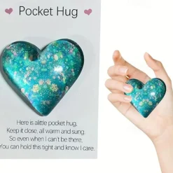 1pc, Pocket Hugging Heart Pocket Hugging Love Gift Small Hug Decoration Glass Heart Glitter Heart Gift For Girls Women Valentine's Day, Birthday, Wedding, Party Favors
