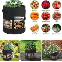 1pc Potato Grow Bag Vegetable Onion Home Garden Plant Bag With Handle PU Thickened Garden Carrot Taro Peanut Growing Bag Potato Pot