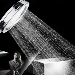 1PC Pressurized Nozzle Shower Head ABS Bathroom Accessories High Pressure Water Saving Rainfall Chrome Handheld Shower Bath Head