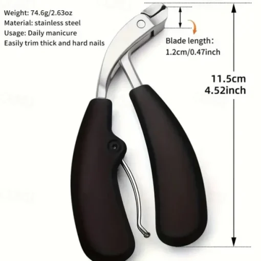 1Pc Professional Nail Clippers G31 Heavy-Duty Wide Jaw Opening Anti-Splash Slanted Toenail Clipper Trimmer Long Handle Stainless Steel for Men and Seniors